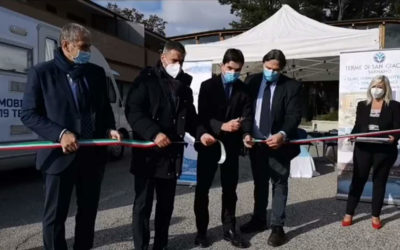 Il Presidente Acquaroli inaugura l’unità mobile per test anti-Covid delle Terme di Sarnano